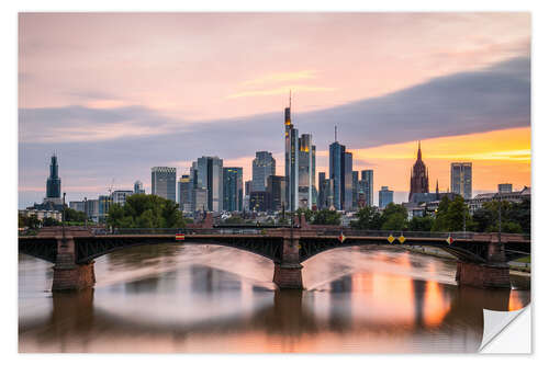 Selvklebende plakat Skyline Frankfurt at sunset