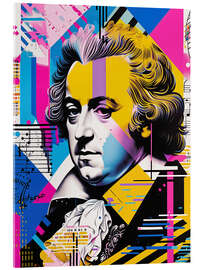 Acrylglasbild Mozart Portrait, Memphis Pop Art Style