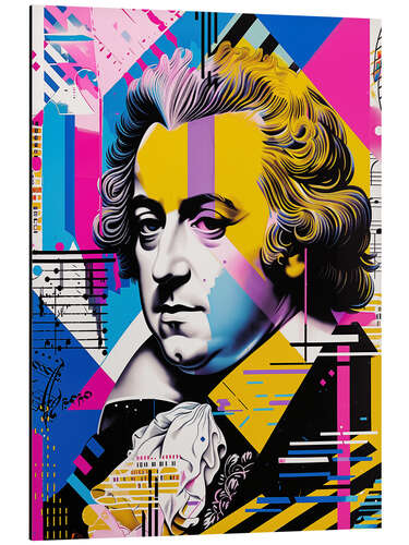 Aluminiumtavla Mozart Portrait, Memphis Pop Art Style