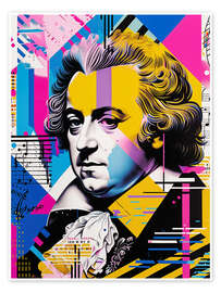 Poster Mozart Portrait, Memphis Pop Art Style