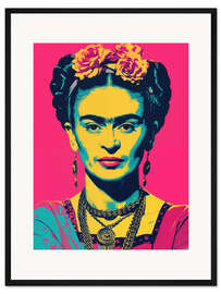 Gerahmter Kunstdruck Frida Kahlo Pink Pop Art