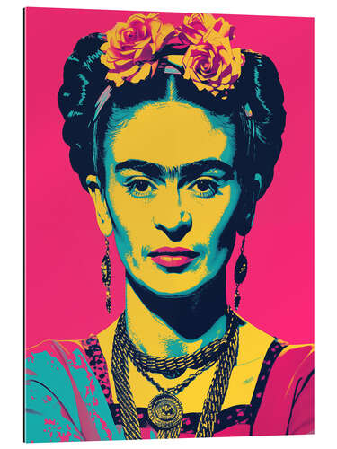 Stampa su plexi-alluminio Frida Kahlo Pink Pop Art