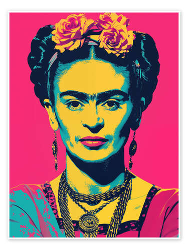 Poster Frida Kahlo Pink Pop Art