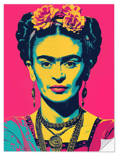 Sticker mural Frida Kahlo Pink Pop Art