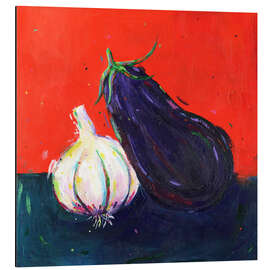 Aluminium print Garlic and Aubergine