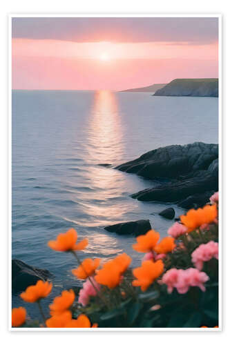 Poster Rocky Beach Sunset