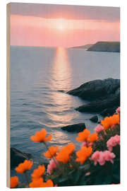 Quadro de madeira Rocky Beach Sunset