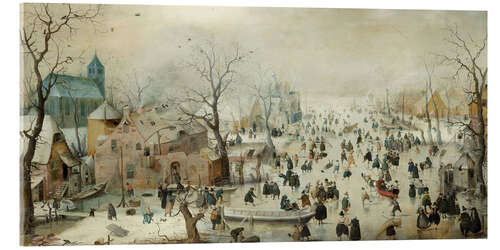 Acrylic print Winter Landscape with Ice Skaters