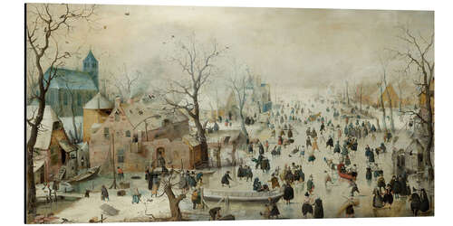 Alumiinitaulu Winter Landscape with Ice Skaters