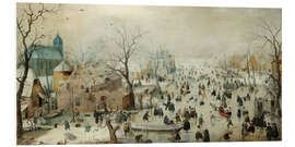 Foam board print Winter Landscape with Ice Skaters