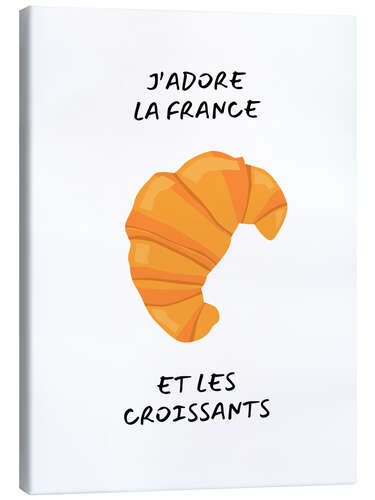 Tableau sur toile J'adore la France et les croissants