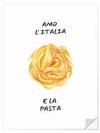 Selvklæbende plakat Amo l'Italia e la pasta