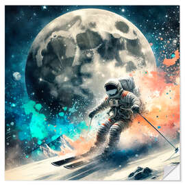 Wall sticker Astronaut skiing on the moon