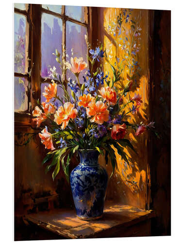 Tableau en PVC Vase with flowers at the window