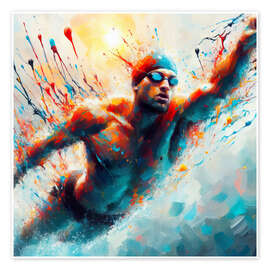 Wall print Swimming athlete II - nobelart