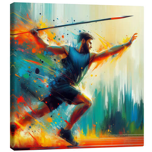 Canvas print Athlete throwing javelin