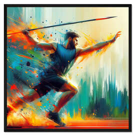 Gerahmter Kunstdruck Athlet beim Speerwurf