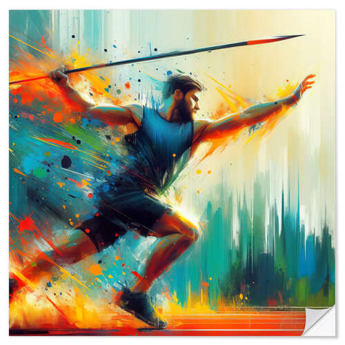 Adesivo murale Athlete throwing javelin