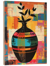 Holzbild Boho Vase