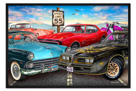Gerahmter Kunstdruck Vintage Autos US