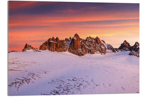 Gallery print Aiguilles Dorées and glaciers during sunset