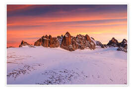 Wall print Aiguilles Dorées and glaciers during sunset - Marcel Gross