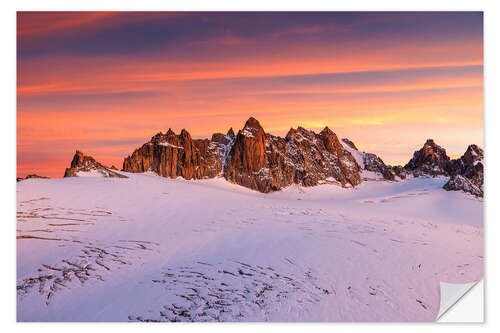 Wall sticker Aiguilles Dorées and glaciers during sunset