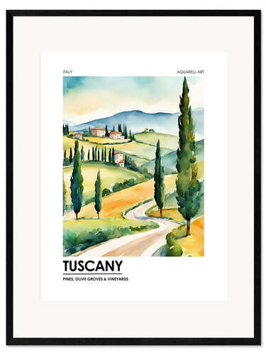 Framed art print Tuscany - Pines, Olive Groves and Vineyards