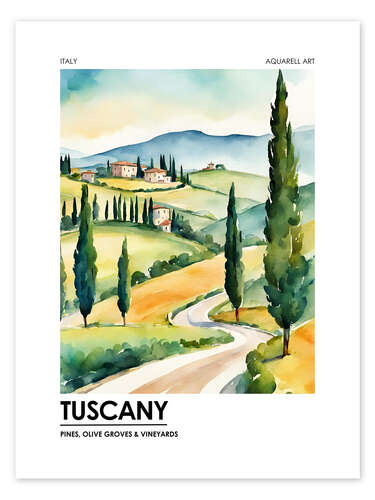 Poster Tuscany - Pines, Olive Groves and Vineyards