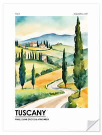 Sticker mural Tuscany - Pines, Olive Groves and Vineyards