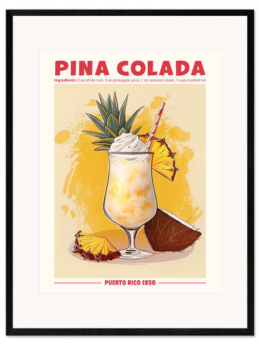 Kehystetty taidepainatus Piña colada, Puerto Rico 1950