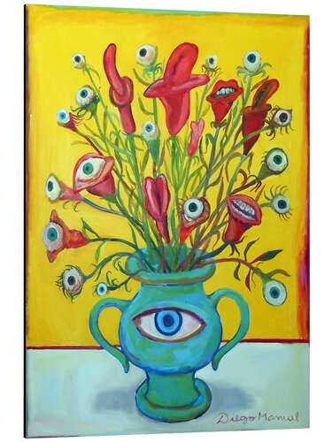 Quadro em alumínio Flowers with mouths and eyes