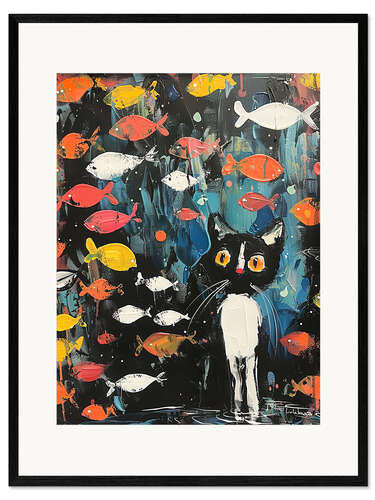 Impression artistique encadrée Looking at the fish