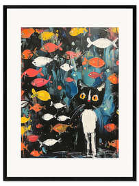 Impression artistique encadrée Looking at the fish