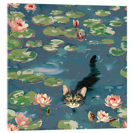 Acrylic print Monet Cat Water and Lilies