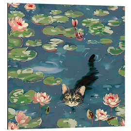 Magnettafel Monet Katze und Seerosen