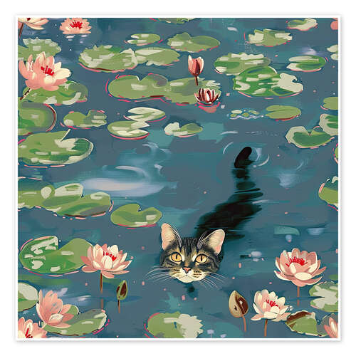 Plakat Monet Cat Water and Lilies