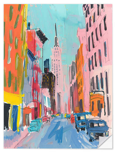 Sticker mural New York City in Pastel Tones