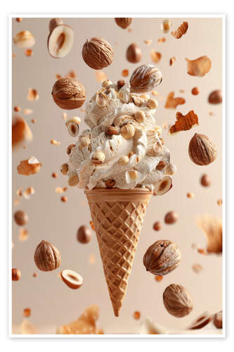 Poster Walnut and hazelnut ice cream