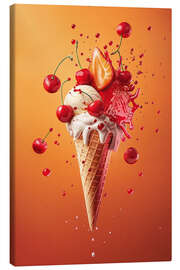 Canvas print Cherry ice cream with strawberries