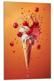 Stampa su plexi-alluminio Cherry ice cream with strawberries