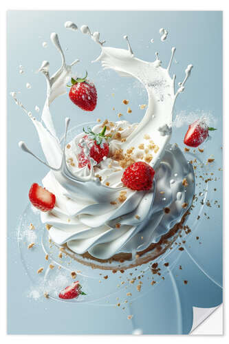 Selvklebende plakat Strawberries and cream