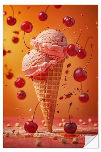 Naklejka na ścianę Cherry ice-cream
