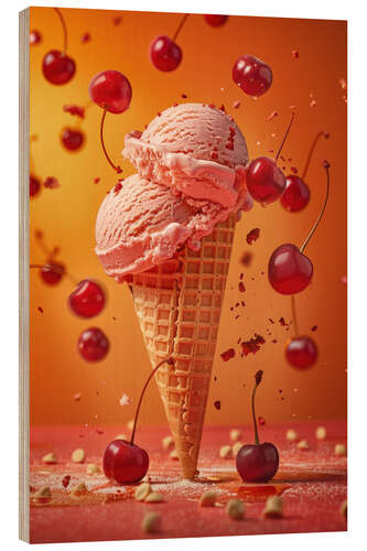 Trätavla Cherry ice-cream