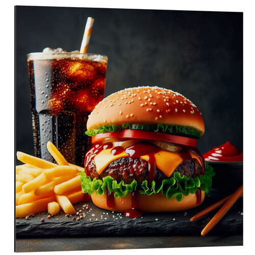 Aluminium print Burger and fries