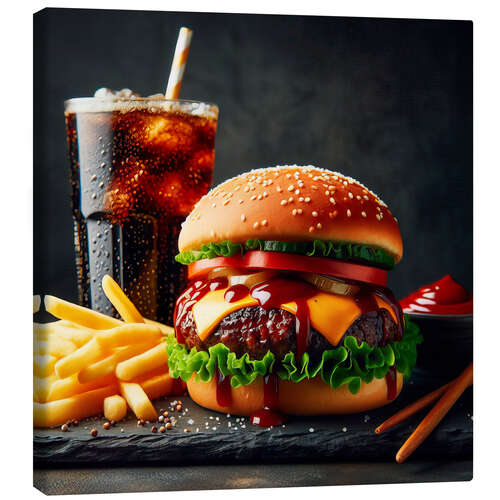 Canvas-taulu Burger and fries