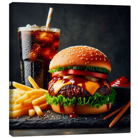 Canvas print Burger and fries