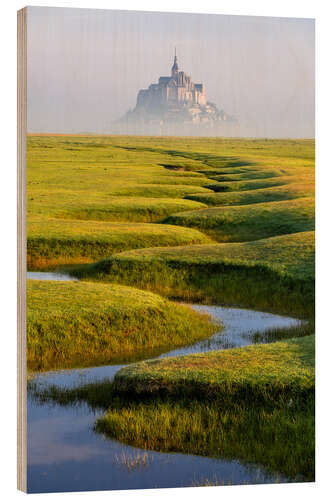 Wood print Monastery Mont Saint Michel, Normandy, France