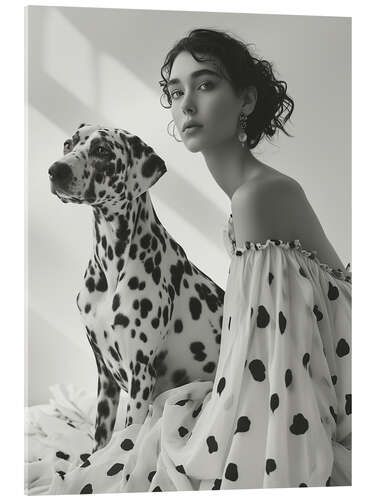 Acrylic print Dalmatian with lady owner