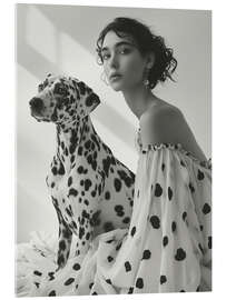 Acrylic print Dalmatian with lady owner